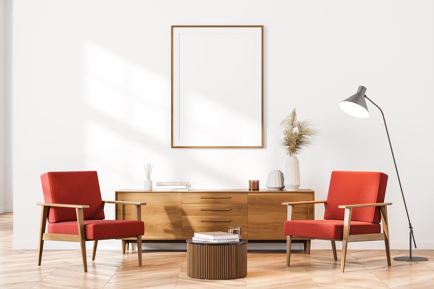 Oak Wood Picture Frames 24x36 with Mat 20x30 - Natural Solid Wood Poster Art Photo Frame Wall Hanging